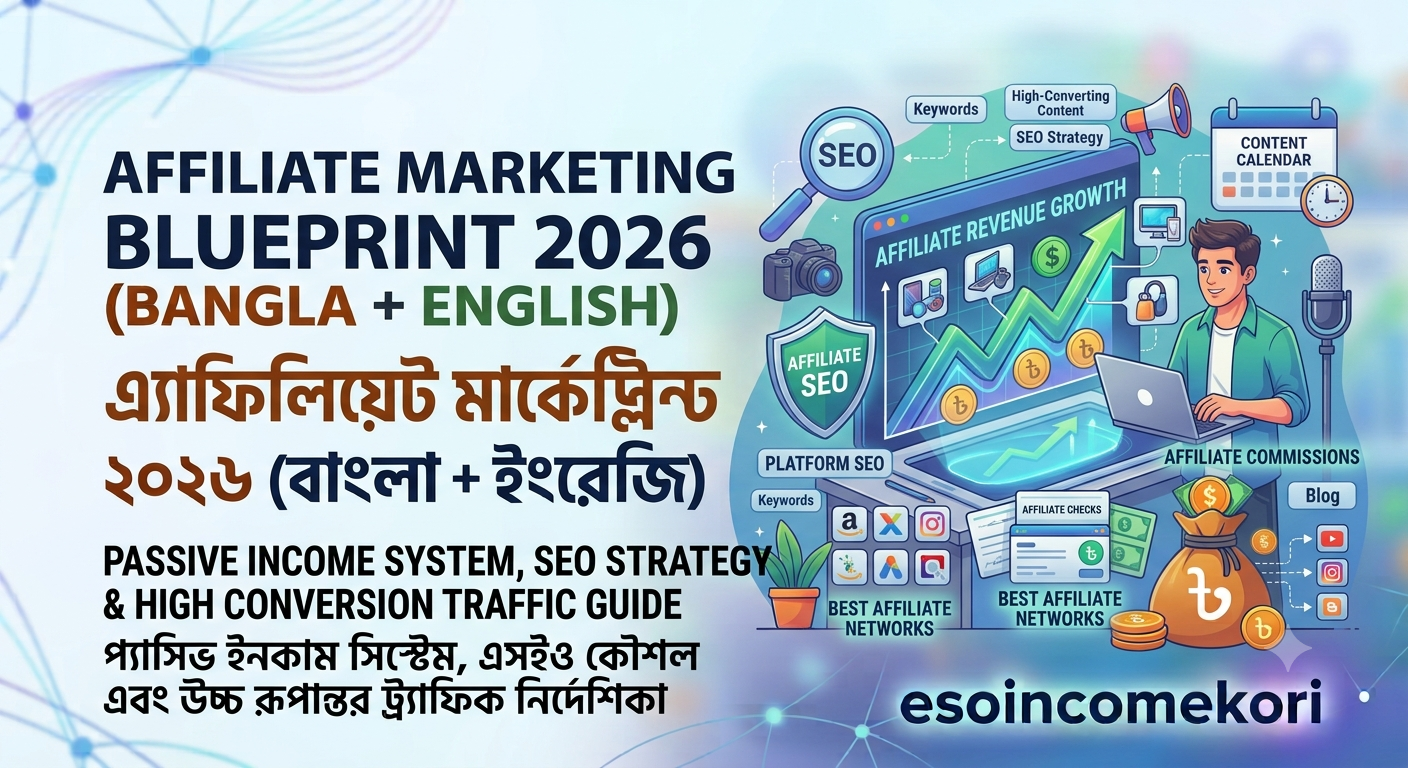 Affiliate Marketing Blueprint 2026 (Bangla + English): Passive Income System, SEO Strategy & High Conversion Traffic Guide