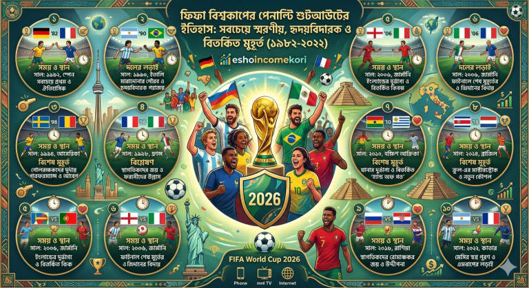 FIFA বিশ্বকাপের পেনাল্টি শুটআউটের ইতিহাস: সবচেয়ে স্মরণীয়, হৃদয়বিদারক ও বিতর্কিত মুহূর্ত (১৯৮২-২০২২)
