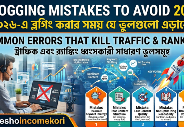 Blogging Mistakes to Avoid 2026 – Common Errors That Kill Traffic & Ranking ব্লগিং এর ভুলগুলো এড়িয়ে চলুন ২০২৬ – যেসব ভুলে ট্রাফিক ও র‍্যাঙ্কিং নষ্ট হয়