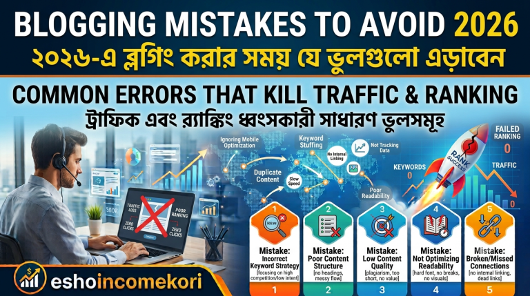 Blogging Mistakes to Avoid 2026 – Common Errors That Kill Traffic & Ranking ব্লগিং এর ভুলগুলো এড়িয়ে চলুন ২০২৬ – যেসব ভুলে ট্রাফিক ও র‍্যাঙ্কিং নষ্ট হয়