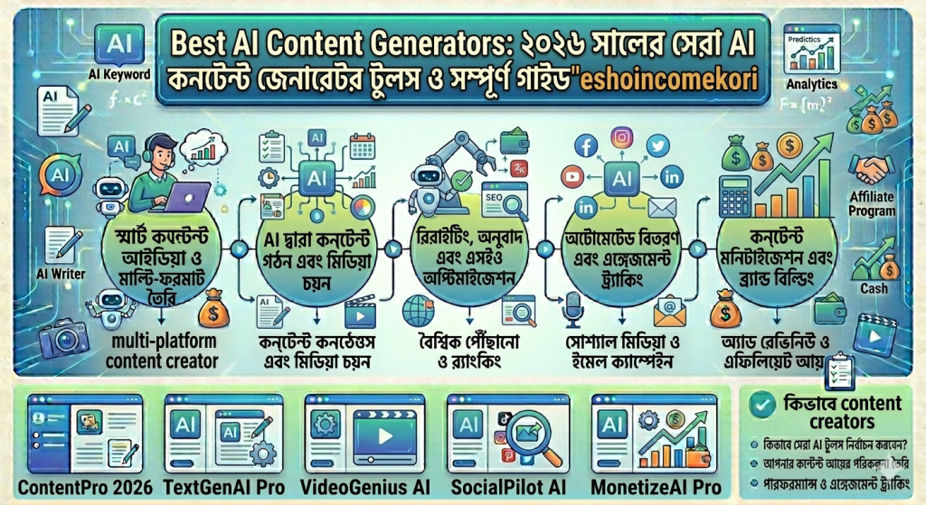 Best AI Content Generators: ২০২৬ সালের সেরা AI কনটেন্ট জেনারেটর টুলস ও সম্পূর্ণ গাইড