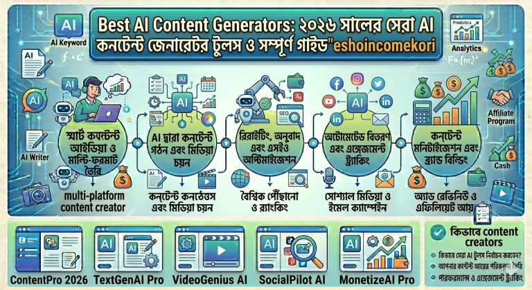 Best AI Content Generators: ২০২৬ সালের সেরা AI কনটেন্ট জেনারেটর টুলস ও সম্পূর্ণ গাইড