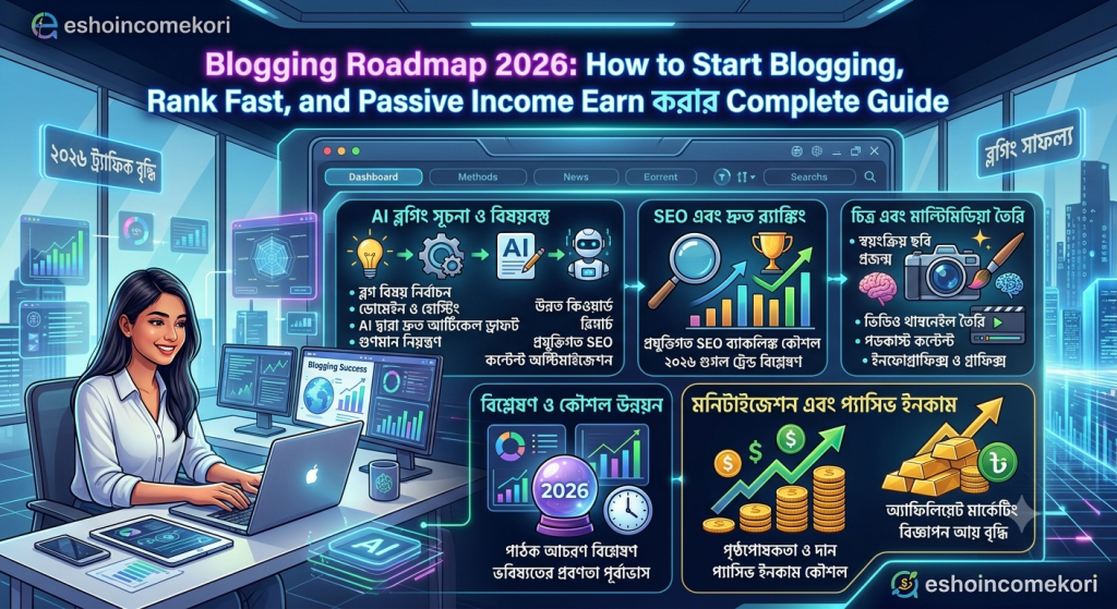 Blogging Roadmap 2026: How to Start Blogging, Rank Fast, এবং Passive Income Earn করার Complete Guide