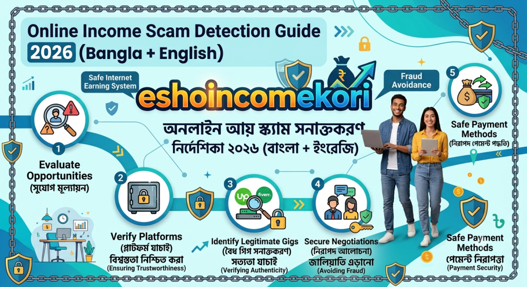 Online Income Scam Detection Guide 2026 (Bangla + English): Safe Internet Earning System & Fraud Avoidance
