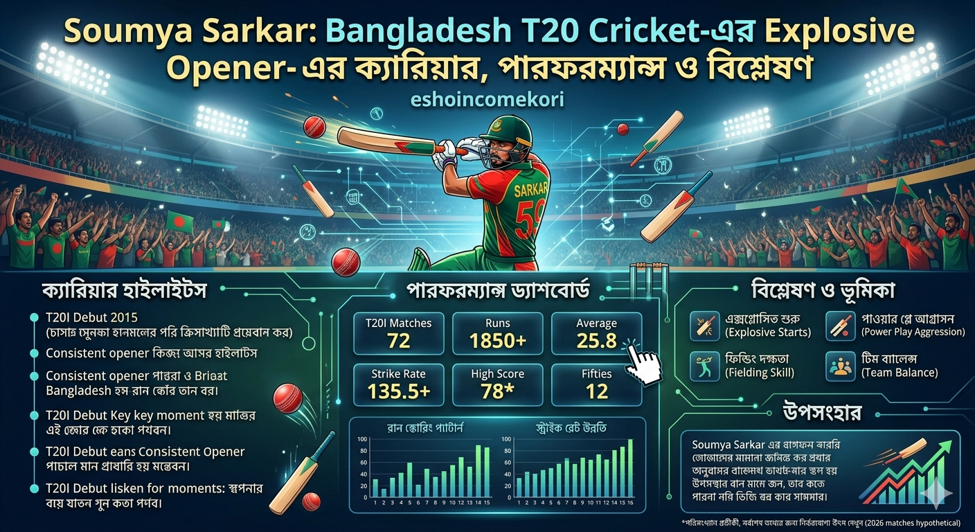 Soumya Sarkar: Bangladesh T20 Cricket-এর Explosive Opener-এর ক্যারিয়ার, পারফরম্যান্স ও বিশ্লেষণ