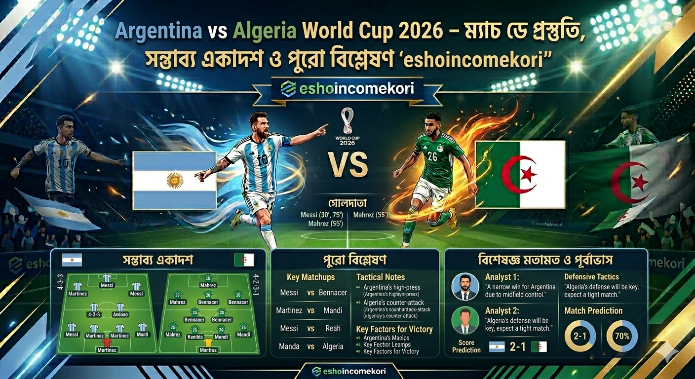 Argentina vs Algeria World Cup 2026 – ম্যাচ ডে প্রস্তুতি, সম্ভাব্য একাদশ ও পুরো বিশ্লেষণ