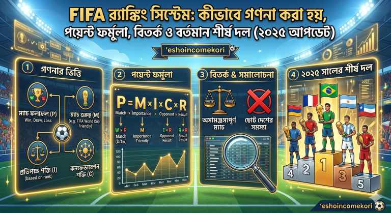 FIFA র্যাঙ্কিং সিস্টেম: কীভাবে গণনা করা হয়, পয়েন্ট ফর্মুলা, বিতর্ক ও বর্তমান শীর্ষ দল (২০২৫ আপডেট)FIFA র্যাঙ্কিং সিস্টেম: কীভাবে গণনা করা হয়, পয়েন্ট ফর্মুলা, বিতর্ক ও বর্তমান শীর্ষ দল (২০২৫ আপডেট)