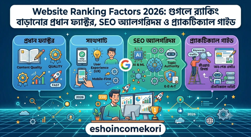 Website Ranking Factors 2026: গুগলে র‍্যাঙ্কিং বাড়ানোর প্রধান ফ্যাক্টর, SEO অ্যালগরিদম ও প্র্যাকটিক্যাল গাইড