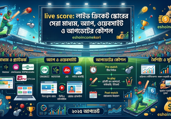 live score: লাইভ ক্রিকেট স্কোরের সেরা মাধ্যম, অ্যাপ, ওয়েবসাইট ও আপডেটের কৌশল