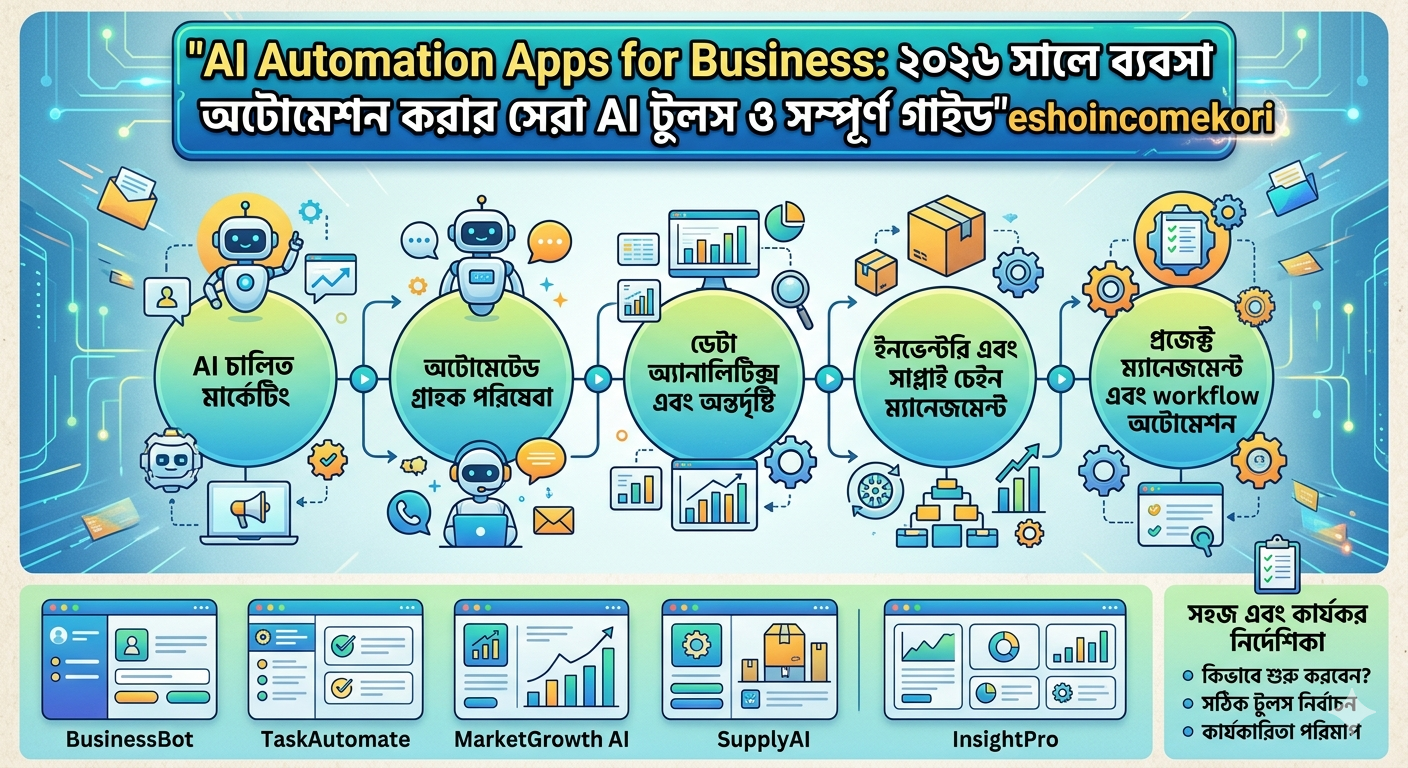 AI Automation Apps for Business: ২০২৬ সালে ব্যবসা অটোমেশন করার সেরা AI টুলস ও সম্পূর্ণ গাইড