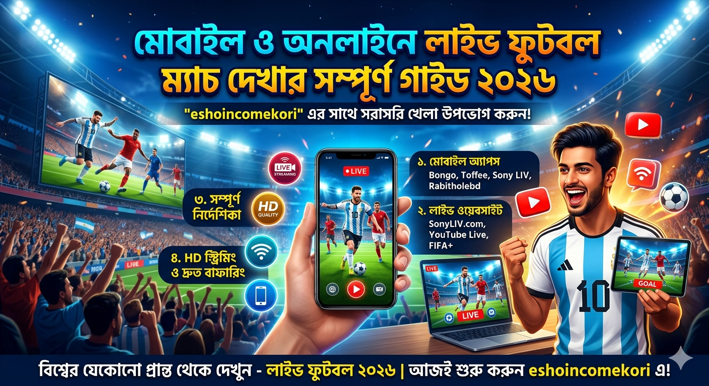 Watch Football Online – মোবাইল ও অনলাইনে লাইভ ফুটবল ম্যাচ দেখার সম্পূর্ণ গাইড ২০২৬