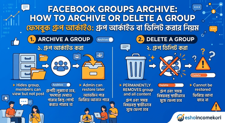 Facebook Groups Archive: How to Archive or Delete a Group ফেসবুক গ্রুপ আর্কাইভ: গ্রুপ আর্কাইভ বা ডিলিট করার নিয়ম
