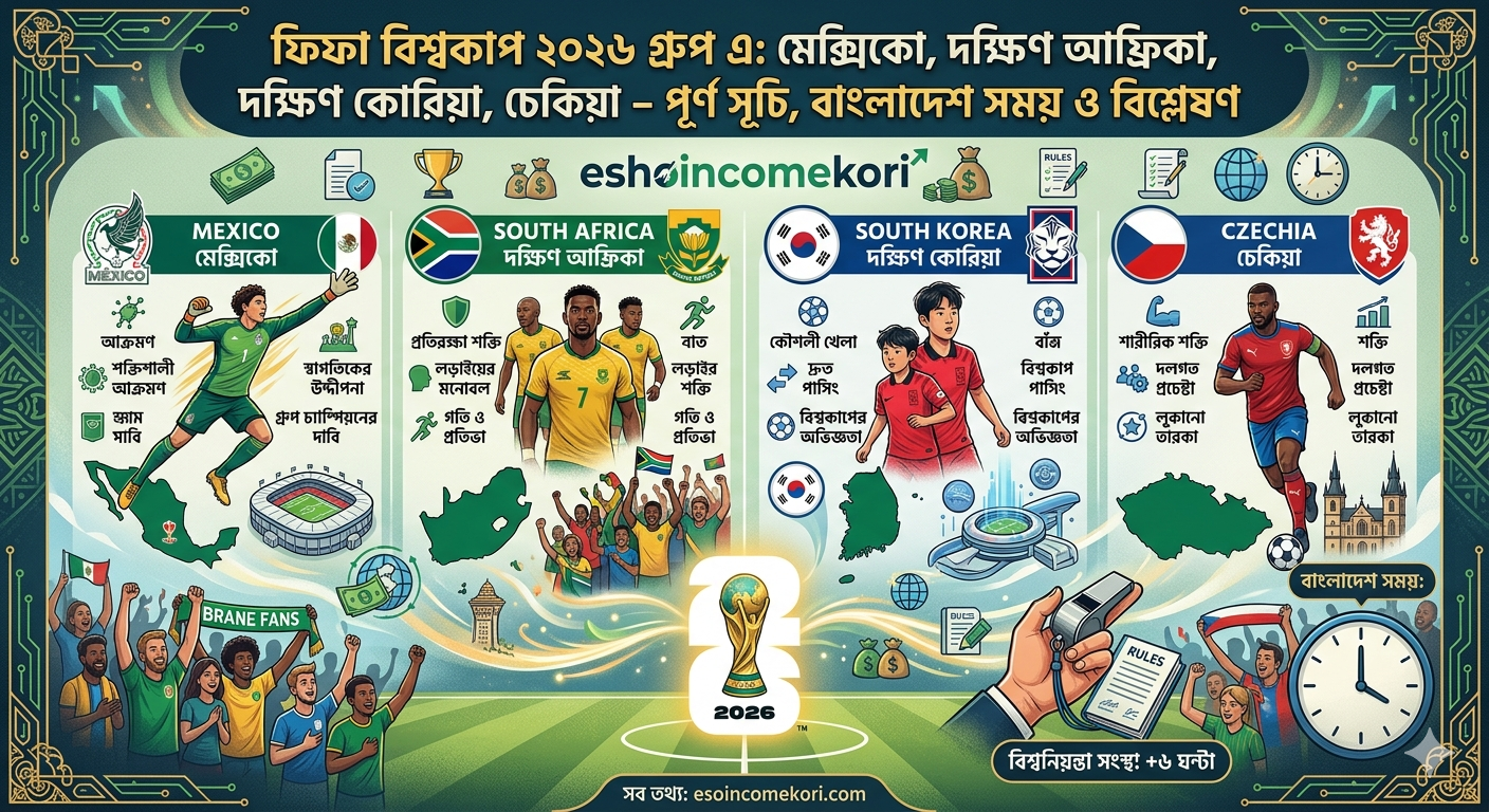 FIFA World Cup 2026 Group A: Mexico, South Africa, South Korea, Czechia – পূর্ণ সূচি, বাংলাদেশ সময় ও বিশ্লেষণ