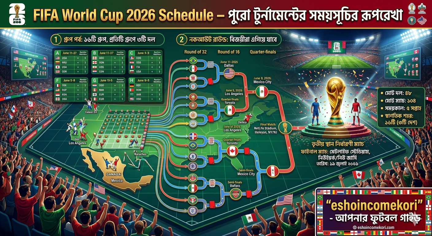 FIFA World Cup 2026 Schedule – পুরো টুর্নামেন্টের সময়সূচির রূপরেখা