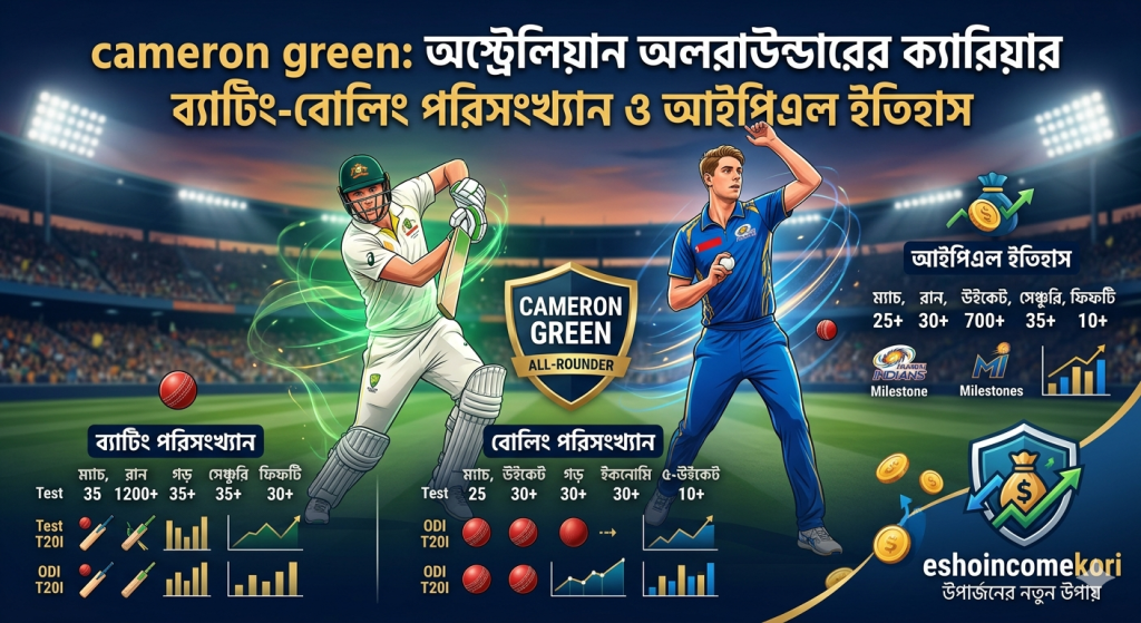 cameron green: অস্ট্রেলিয়ান অলরাউন্ডারের ক্যারিয়ার, ব্যাটিং-বোলিং পরিসংখ্যান ও আইপিএল ইতিহাস