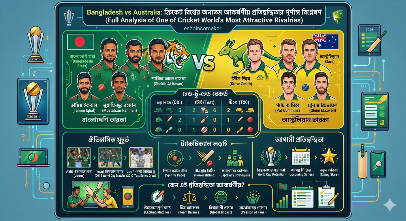 Bangladesh vs Australia: ক্রিকেট বিশ্বের অন্যতম আকর্ষণীয় প্রতিদ্বন্দ্বিতার পূর্ণাঙ্গ বিশ্লেষণ