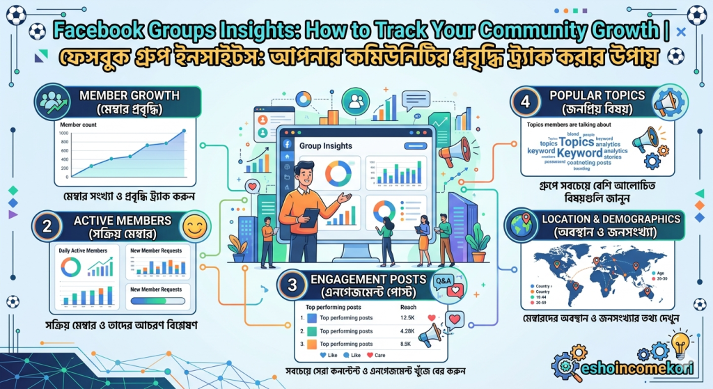 Facebook Groups Insights: How to Track Your Community Growth ফেসবুক গ্রুপ ইনসাইটস: আপনার কমিউনিটির প্রবৃদ্ধি ট্র্যাক করার উপায়
