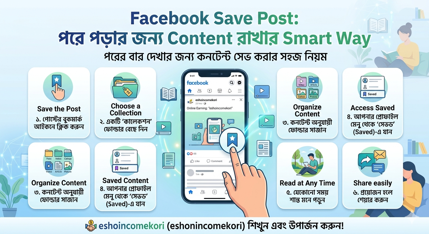 Facebook Save Post: পরে পড়ার জন্য Content রাখার Smart Way