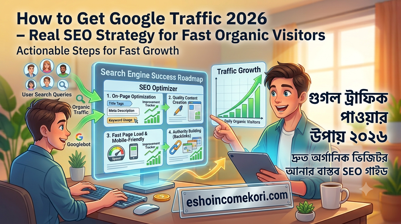 How to Get Google Traffic 2026 – Real SEO Strategy for Fast Organic Visitors গুগল ট্রাফিক পাওয়ার উপায় ২০২৬ – দ্রুত অর্গানিক ভিজিটর আনার বাস্তব SEO গাইড