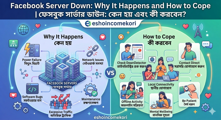  Facebook Server Down: Why It Happens and How to Cope ফেসবুক সার্ভার ডাউন: কেন হয় এবং কী করবেন?