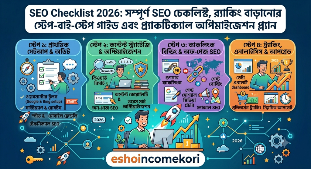 SEO Checklist 2026: সম্পূর্ণ SEO চেকলিস্ট, র‍্যাঙ্কিং বাড়ানোর স্টেপ-বাই-স্টেপ গাইড এবং প্র্যাকটিক্যাল অপ্টিমাইজেশন প্ল্যান
