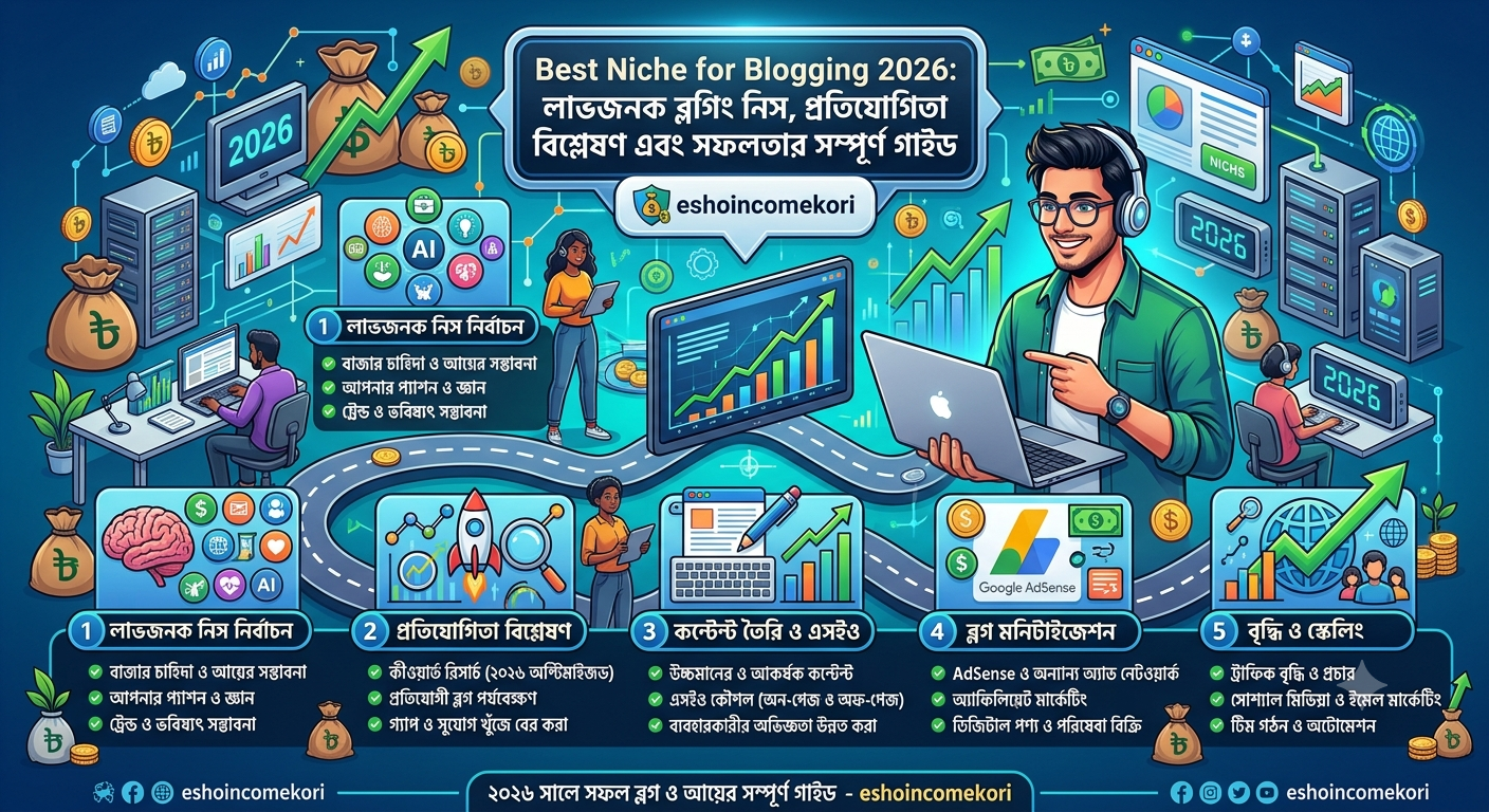 Best Niche for Blogging 2026: লাভজনক ব্লগিং নিস, প্রতিযোগিতা বিশ্লেষণ এবং সফলতার সম্পূর্ণ গাইড