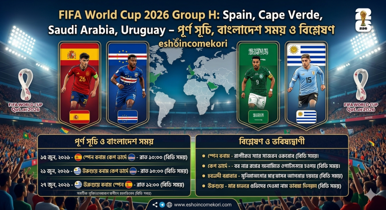 FIFA World Cup 2026 Group H: Spain, Cape Verde, Saudi Arabia, Uruguay – পূর্ণ সূচি, বাংলাদেশ সময় ও বিশ্লেষণ