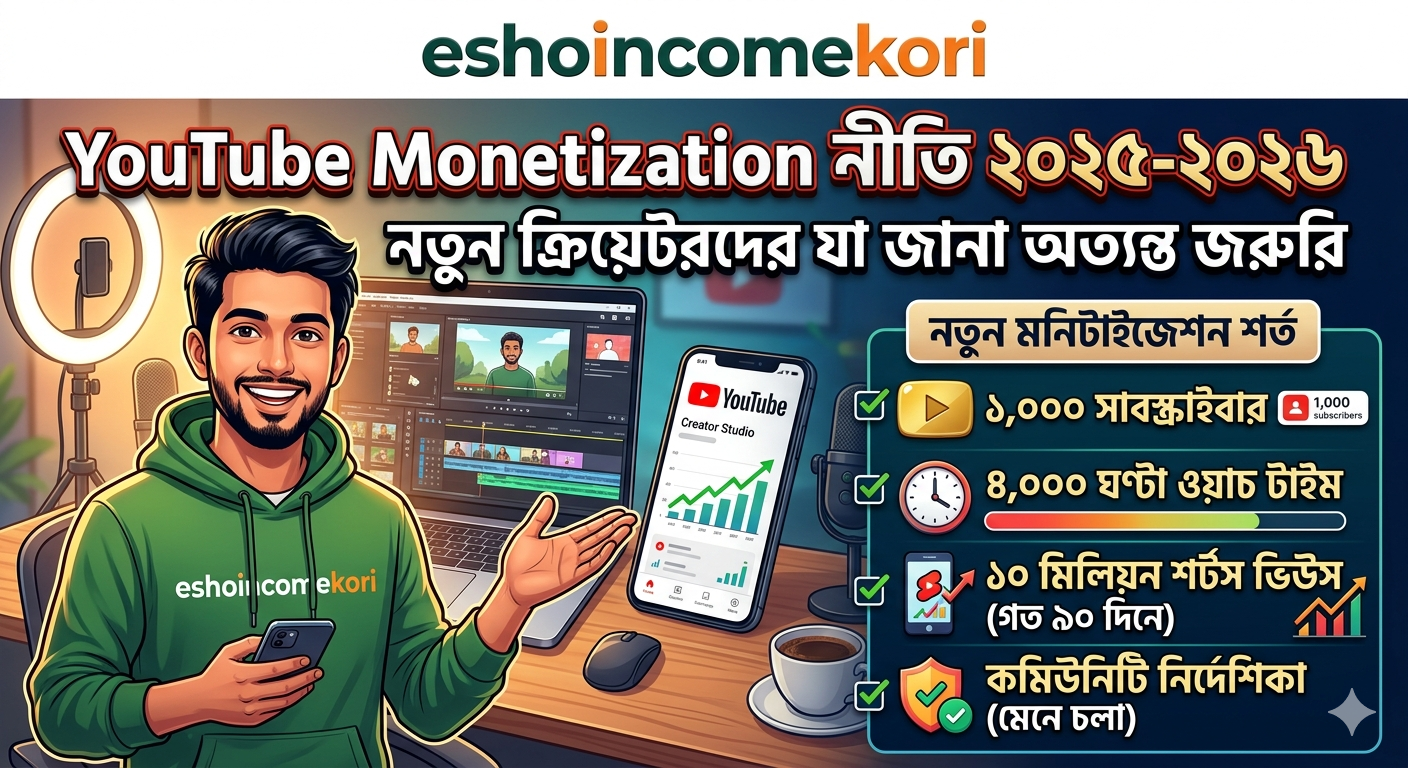 YouTube Monetization নীতি ২০২৫-২০২৬ – নতুন ক্রিয়েটরদের যা জানা অত্যন্ত জরুরি 