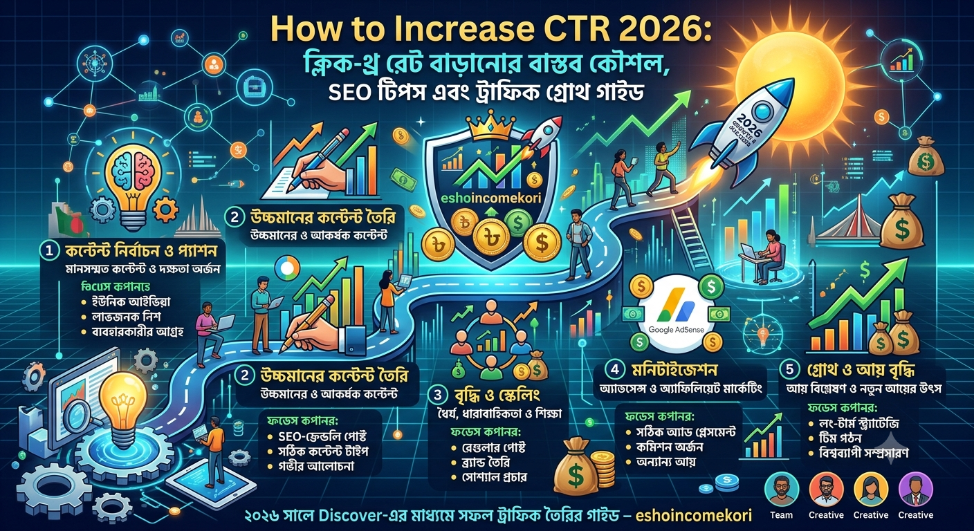 How to Increase CTR 2026: ক্লিক-থ্রু রেট বাড়ানোর বাস্তব কৌশল, SEO টিপস এবং ট্রাফিক গ্রোথ গাইড