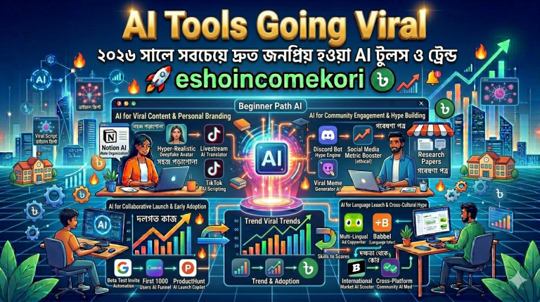 AI Tools Going Viral: ২০২৬ সালে সবচেয়ে দ্রুত জনপ্রিয় হওয়া AI টুলস ও ট্রেন্ড