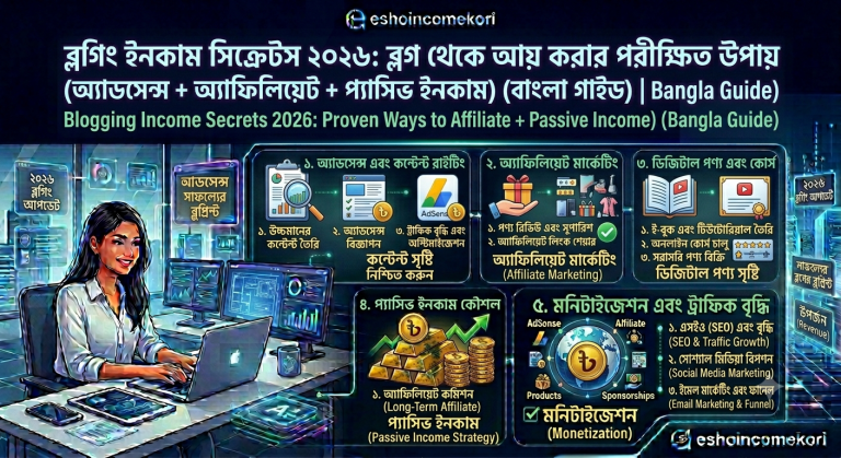 Blogging Income Secrets 2026: Proven Ways to Earn Money from Blog (AdSense + Affiliate + Passive Income) (Bangla Guide)