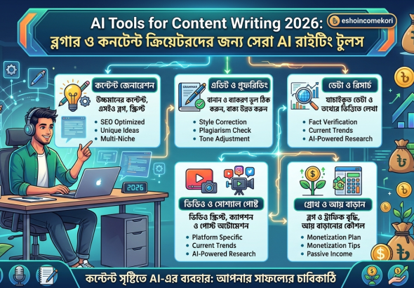 AI Tools for Content Writing 2026: ব্লগার ও কনটেন্ট ক্রিয়েটরদের জন্য সেরা AI রাইটিং টুলস
