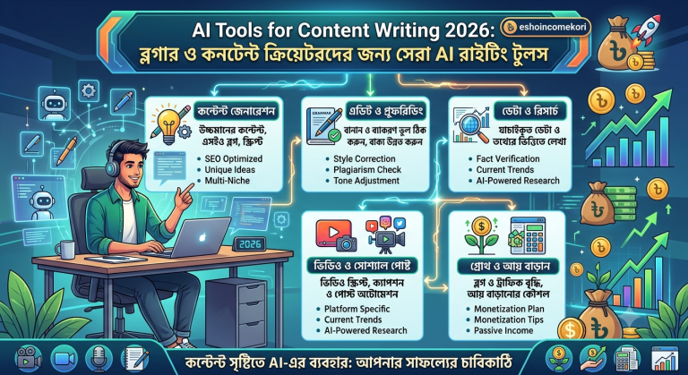 AI Tools for Content Writing 2026: ব্লগার ও কনটেন্ট ক্রিয়েটরদের জন্য সেরা AI রাইটিং টুলস