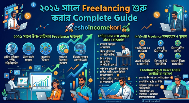 ২০২৬ সালে Freelancing শুরু করার Complete Guide  ঘরে বসে আয় করার বাস্তব রোডম্যাপ