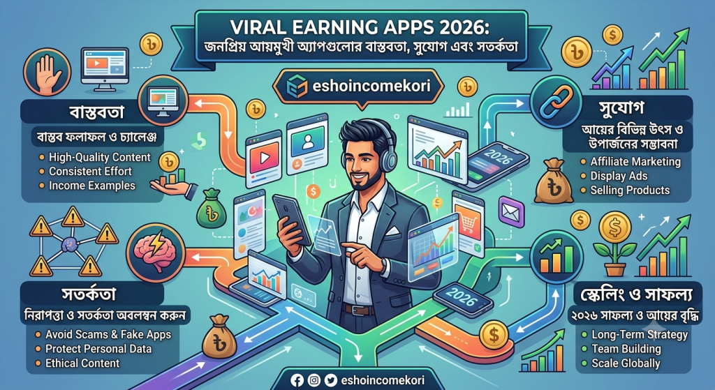 Viral Earning Apps 2026: জনপ্রিয় আয়মুখী অ্যাপগুলোর বাস্তবতা, সুযোগ এবং সতর্কতা