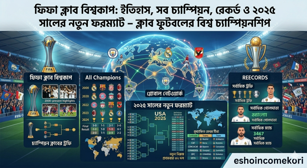 FIFA ক্লাব বিশ্বকাপ: ইতিহাস, সব চ্যাম্পিয়ন, রেকর্ড ও ২০২৫ সালের নতুন ফরম্যাট – ক্লাব ফুটবলের বিশ্ব চ্যাম্পিয়নশিপ