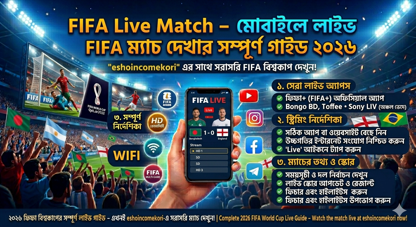 FIFA Live Match – মোবাইলে লাইভ FIFA ম্যাচ দেখার সম্পূর্ণ গাইড ২০২৬