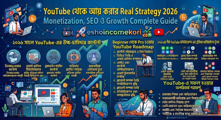YouTube থেকে আয় করার Real Strategy 2026 : Monetization, SEO ও Growth Complete Guide