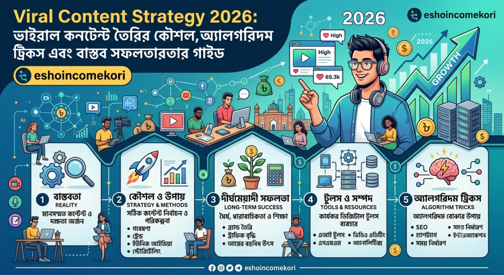 Viral Content Strategy 2026: ভাইরাল কনটেন্ট তৈরির কৌশল, অ্যালগরিদম ট্রিকস এবং বাস্তব সফলতার গাইড