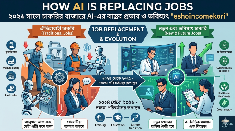 How AI is Replacing Jobs: ২০২৬ সালে চাকরির বাজারে AI-এর বাস্তব প্রভাব ও ভবিষ্যৎ