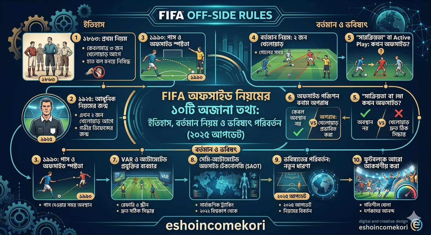 FIFA অফসাইড নিয়মের ১০টি অজানা তথ্য: ইতিহাস, বর্তমান নিয়ম ও ভবিষ্যৎ পরিবর্তন (২০২৫ আপডেট)