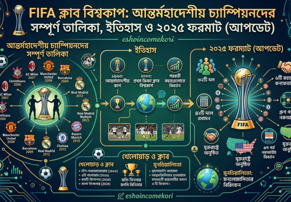 FIFA ক্লাব বিশ্বকাপ: আন্তর্মহাদেশীয় চ্যাম্পিয়নদের সম্পূর্ণ তালিকা, ইতিহাস ও ২০২৫ ফরম্যাট (আপডেট)