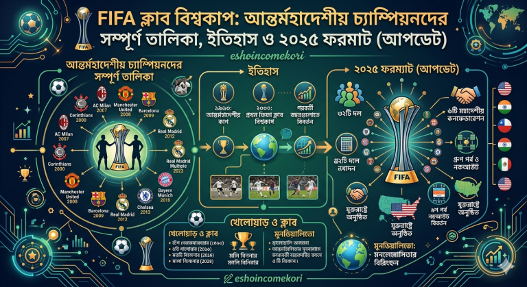 FIFA ক্লাব বিশ্বকাপ: আন্তর্মহাদেশীয় চ্যাম্পিয়নদের সম্পূর্ণ তালিকা, ইতিহাস ও ২০২৫ ফরম্যাট (আপডেট)