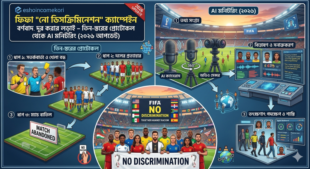 FIFA 'নো ডিসক্রিমিনেশন' ক্যাম্পেইন: বর্ণবাদ দূর করার লড়াই – তিন-স্তরের প্রোটোকল থেকে AI মনিটরিং (২০২৬ আপডেট)