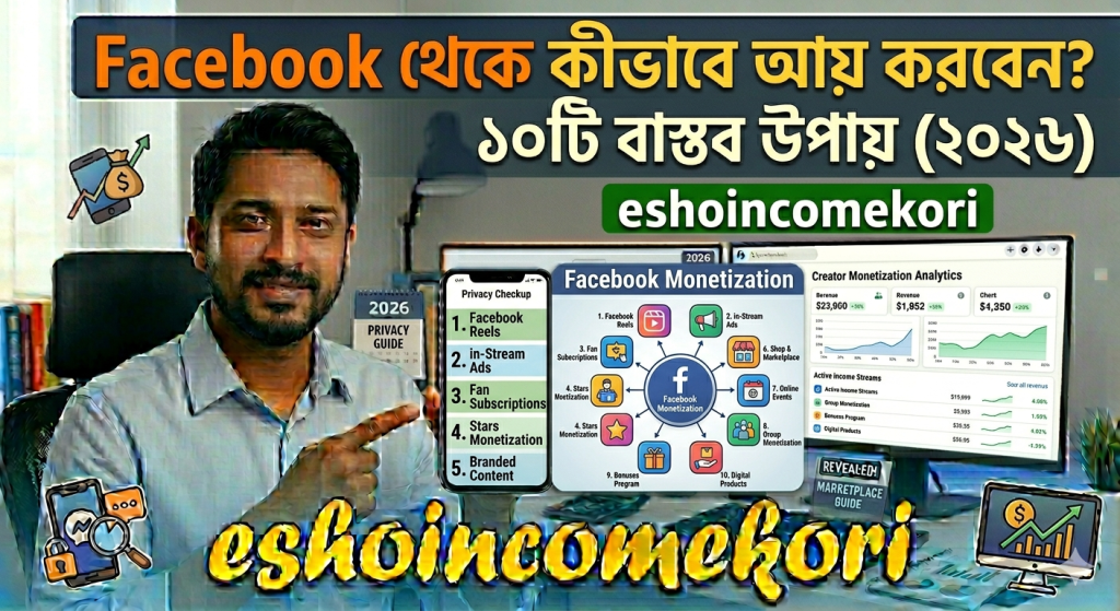 Facebook থেকে কীভাবে আয় করবেন? ১০টি বাস্তব উপায় (২০২৬)Facebook থেকে কীভাবে আয় করবেন? ১০টি বাস্তব উপায় (২০২৬)