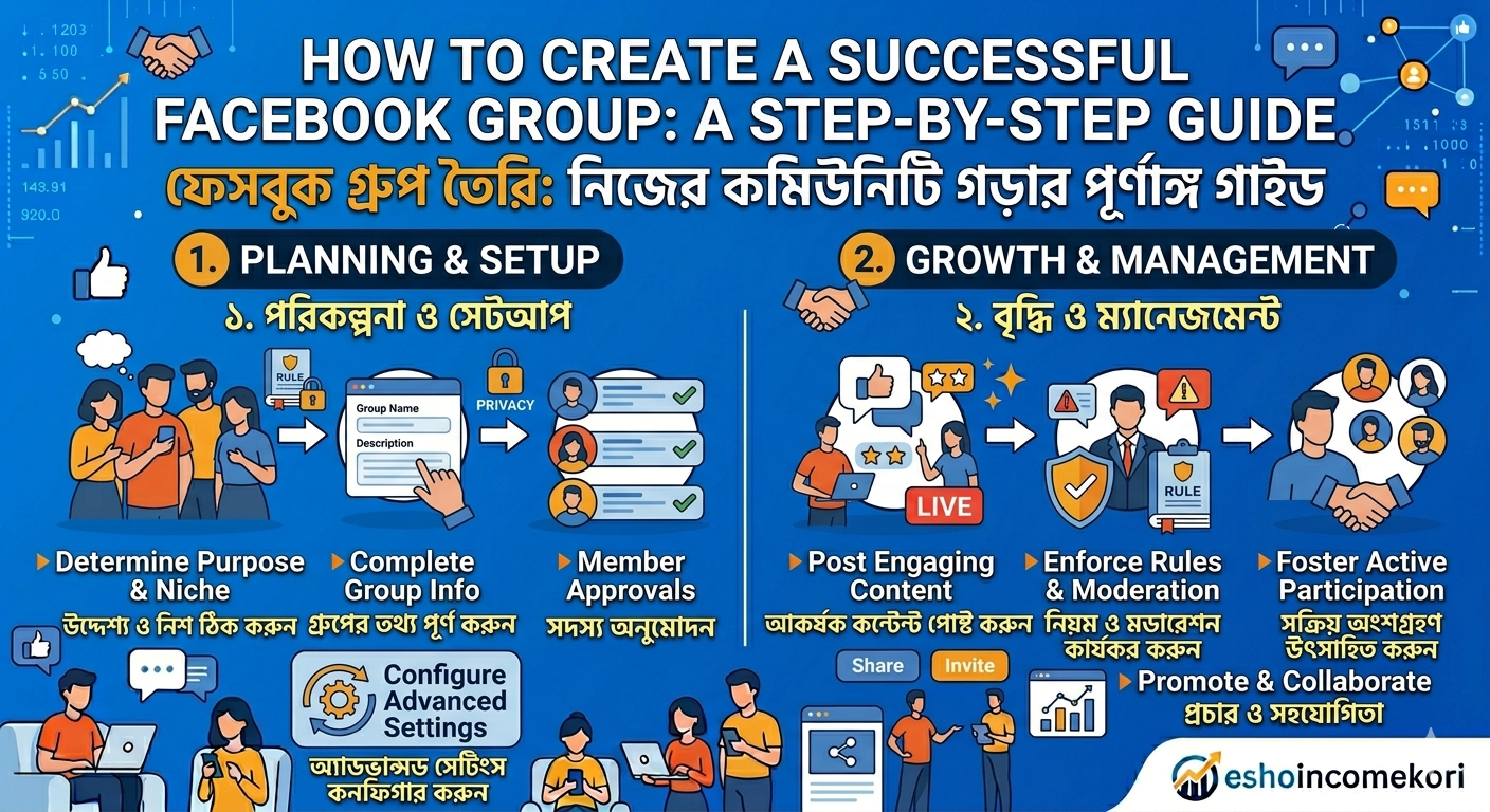 How to Create a Successful Facebook Group: A Step-by-Step Guide ফেসবুক গ্রুপ তৈরি: নিজের কমিউনিটি গড়ার পূর্ণাঙ্গ গাইড