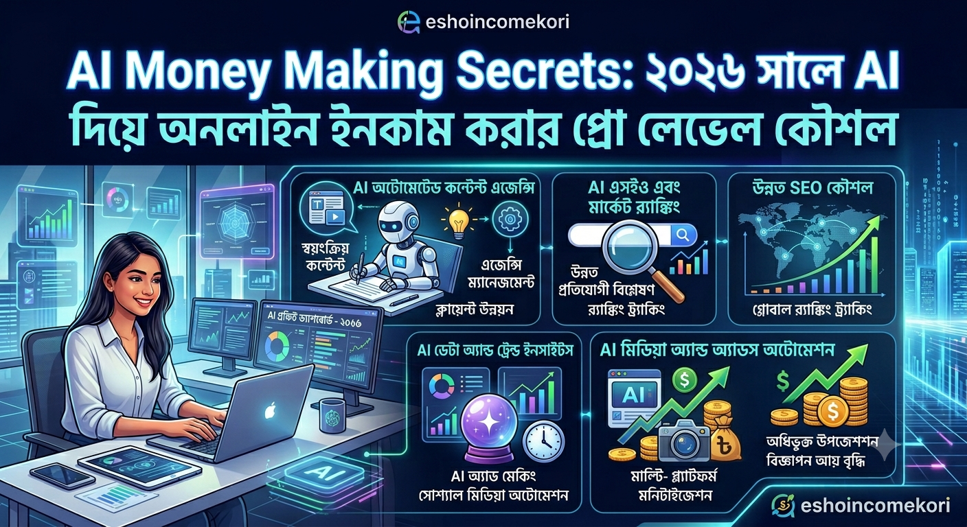 AI Money Making Secrets: ২০২৬ সালে AI দিয়ে অনলাইন ইনকাম করার প্রো লেভেল কৌশল
