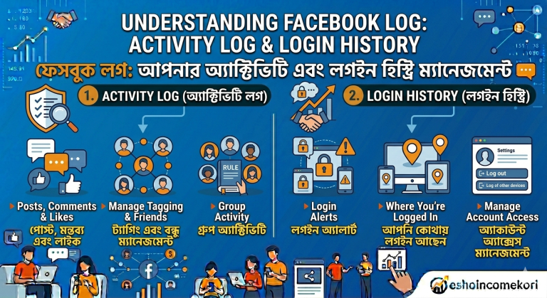 Understanding Facebook Log: Activity Log & Login History ফেসবুক লগ: আপনার অ্যাক্টিভিটি এবং লগইন হিস্ট্রি ম্যানেজমেন্ট