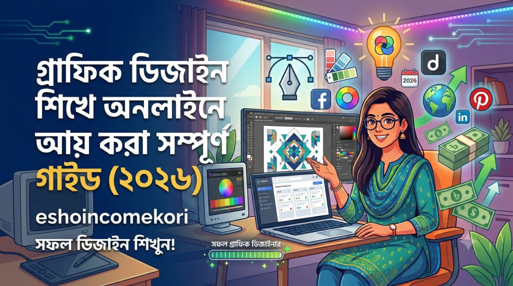 গ্রাফিক ডিজাইন শিখে অনলাইনে আয় করার সম্পূর্ণ গাইড (২০২৬)