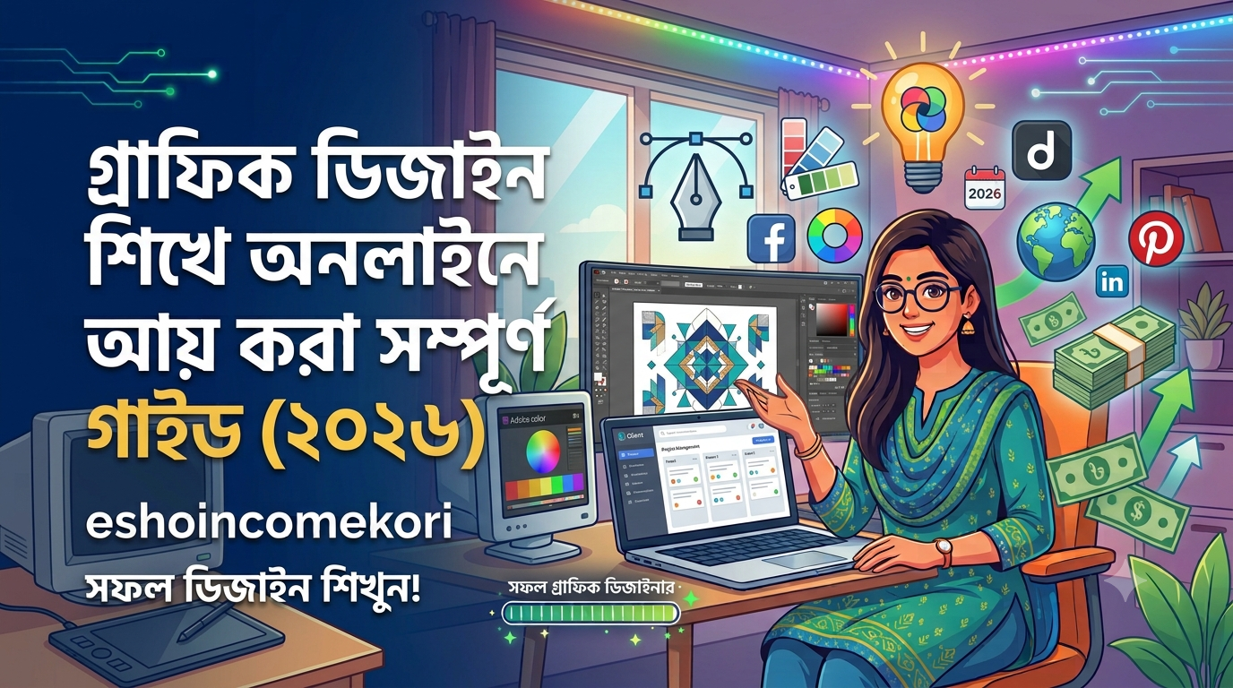 গ্রাফিক ডিজাইন শিখে অনলাইনে আয় করার সম্পূর্ণ গাইড (২০২৬)